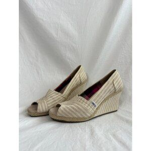 Beige Striped TOM'S Women's Shoes, 8